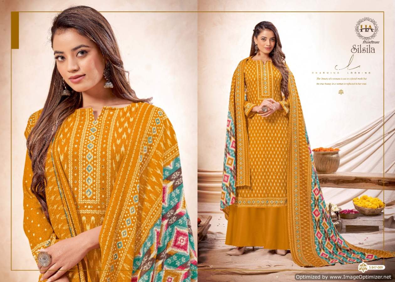 Harshit Silsila Winter Wear Wool Pashmina Drees Material Catalog