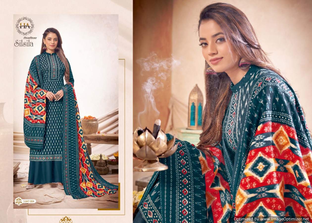 Harshit Silsila Winter Wear Wool Pashmina Drees Material Catalog