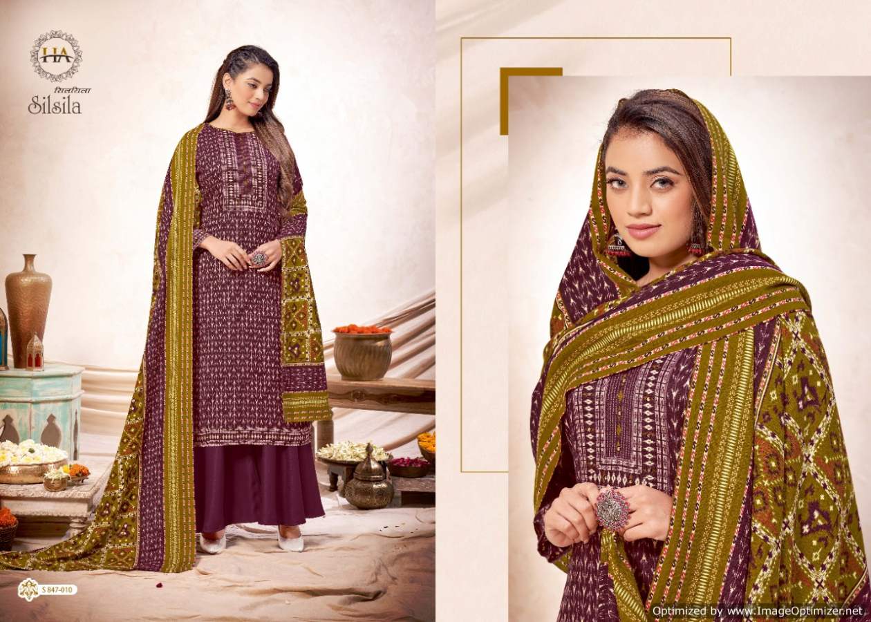 Harshit Silsila Winter Wear Wool Pashmina Drees Material Catalog