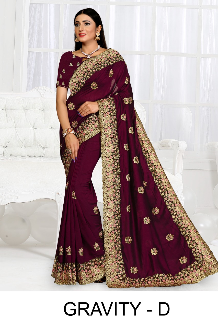 Ranjna Gravity Embroidery Worked Saree Heavy Diamond Party Wear Collction