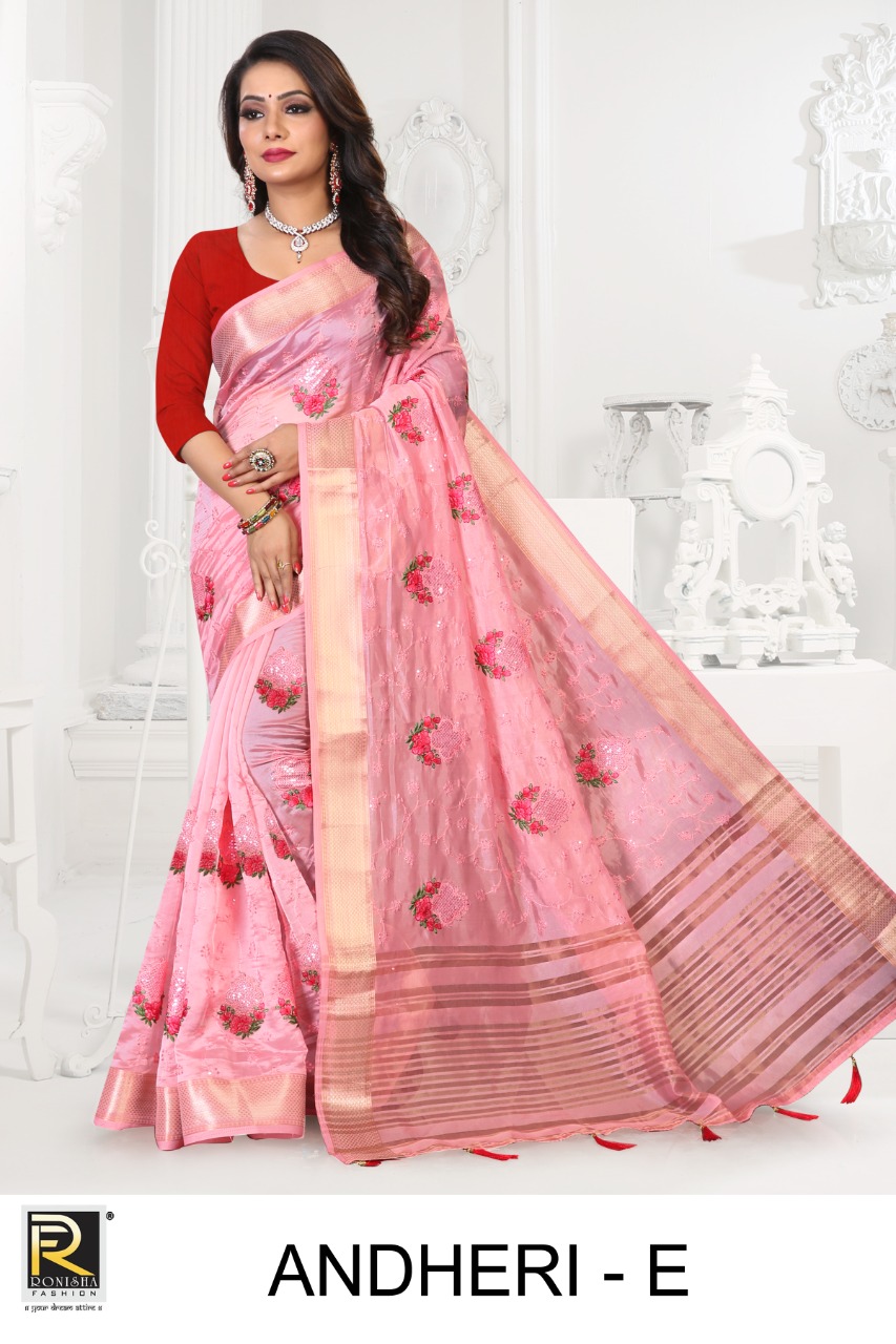 Ranjna Andheri Organza Silk Thread Worked Designer Saree Collction