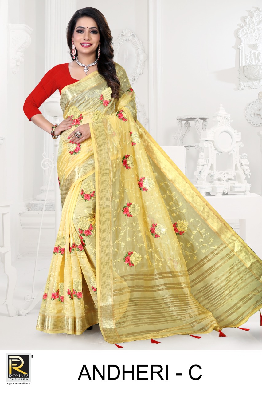 Ranjna Andheri Organza Silk Thread Worked Designer Saree Collction