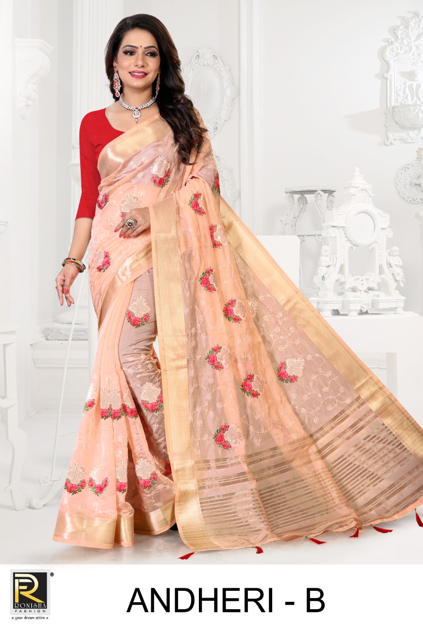 Ranjna Andheri Organza Silk Thread Worked Designer Saree Collction