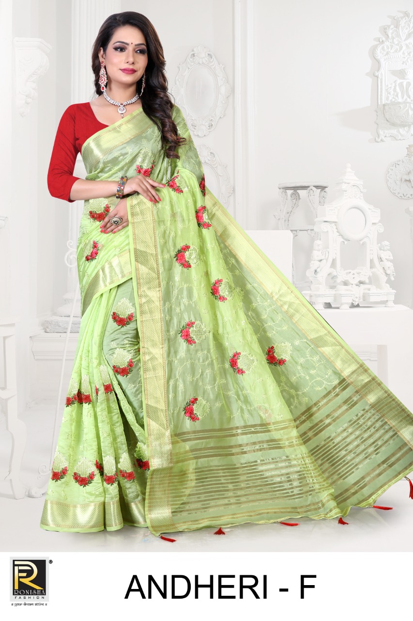 Ranjna Andheri Organza Silk Thread Worked Designer Saree Collction