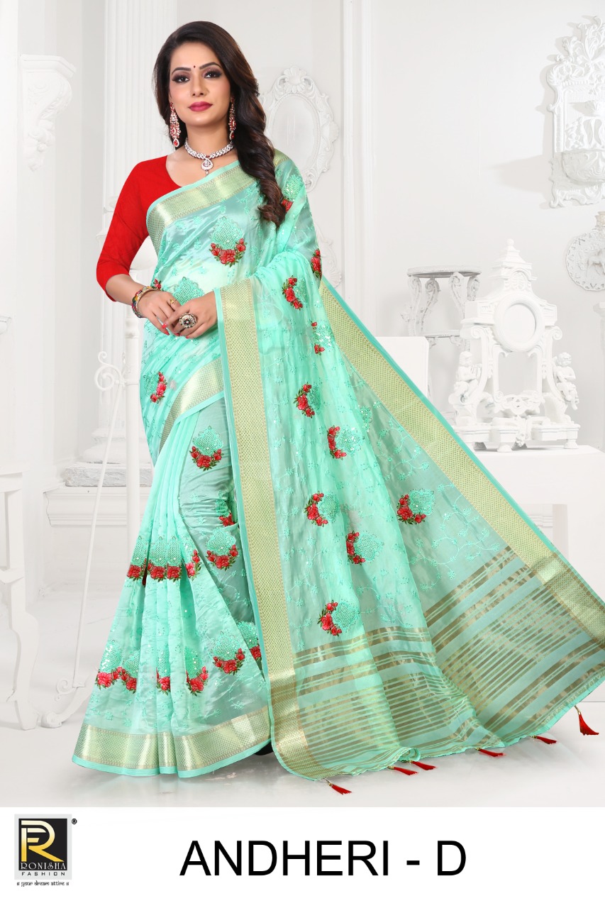 Ranjna Andheri Organza Silk Thread Worked Designer Saree Collction