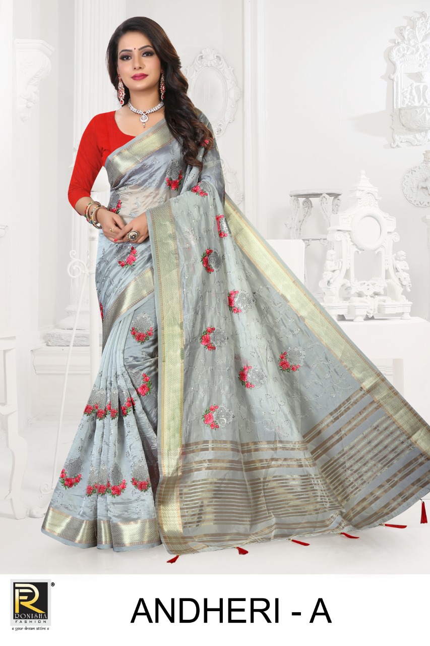 Ranjna Andheri Organza Silk Thread Worked Designer Saree Collction