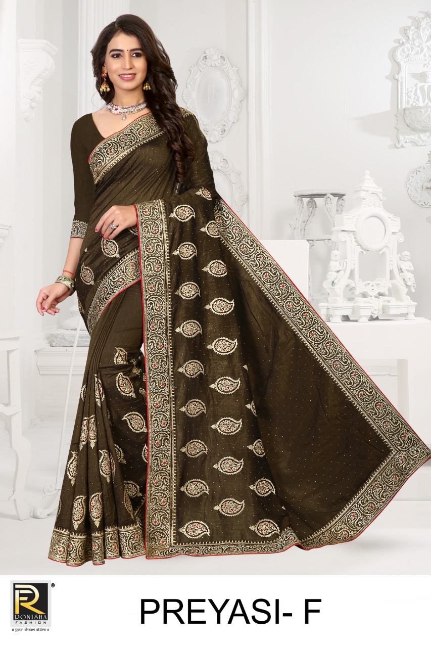 Ranjna Preyasi Embroidery Warked Siroski Diamond Traditional Wear Saree Collction Wholesale Price