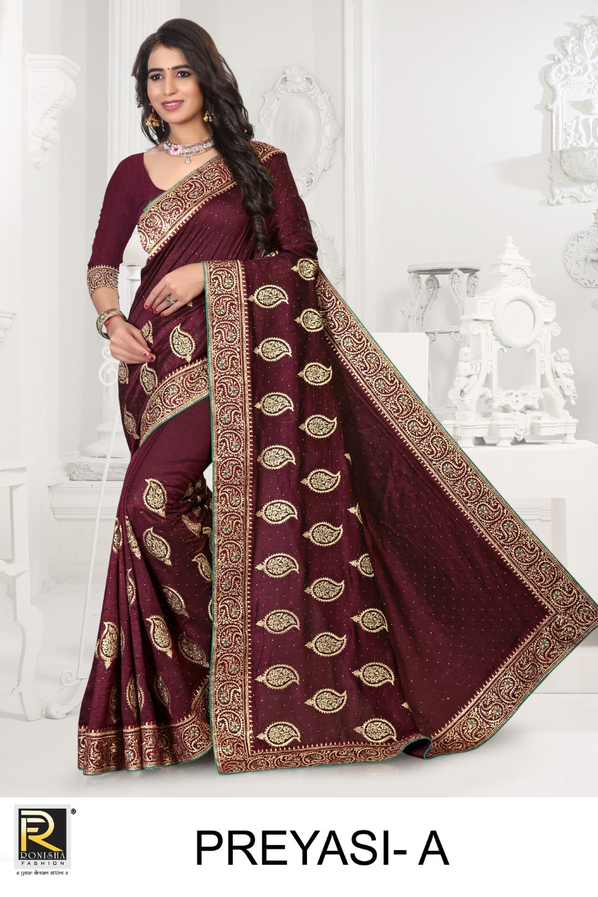 Ranjna Preyasi Embroidery Warked Siroski Diamond Traditional Wear Saree Collction Wholesale Price