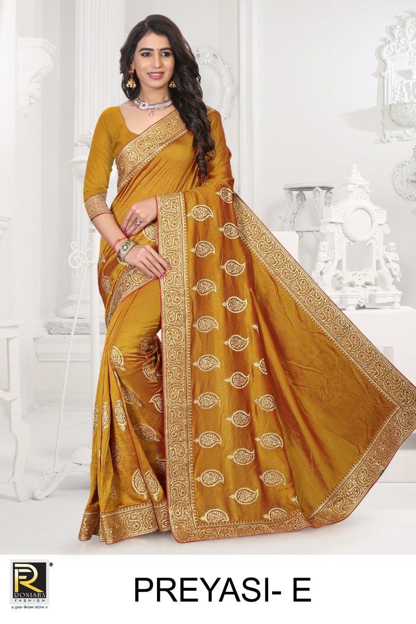 Ranjna Preyasi Embroidery Warked Siroski Diamond Traditional Wear Saree Collction Wholesale Price