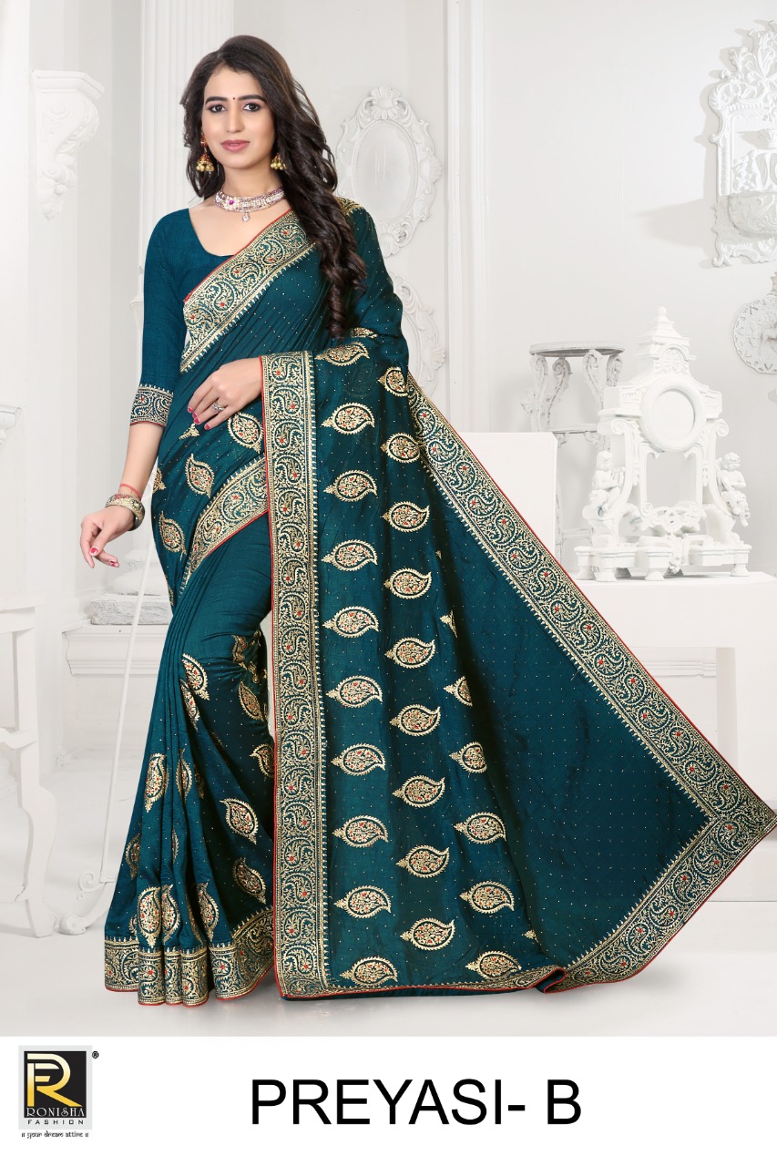 Ranjna Preyasi Embroidery Warked Siroski Diamond Traditional Wear Saree Collction Wholesale Price