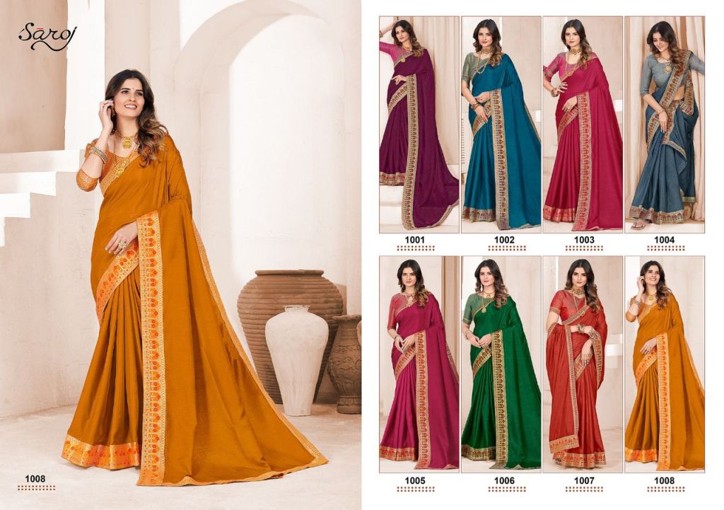 Saroj Milaan Festive Wear Vichitra Silk Saree Catalog