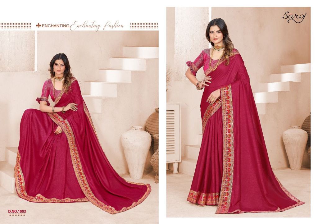 Saroj Milaan Festive Wear Vichitra Silk Saree Catalog