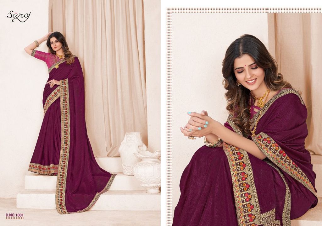 Saroj Milaan Festive Wear Vichitra Silk Saree Catalog