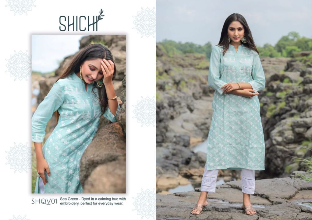 Shichi Qurbat Casual Wear Schiffli Designs Online Shop Kurti With Bottom Catalog