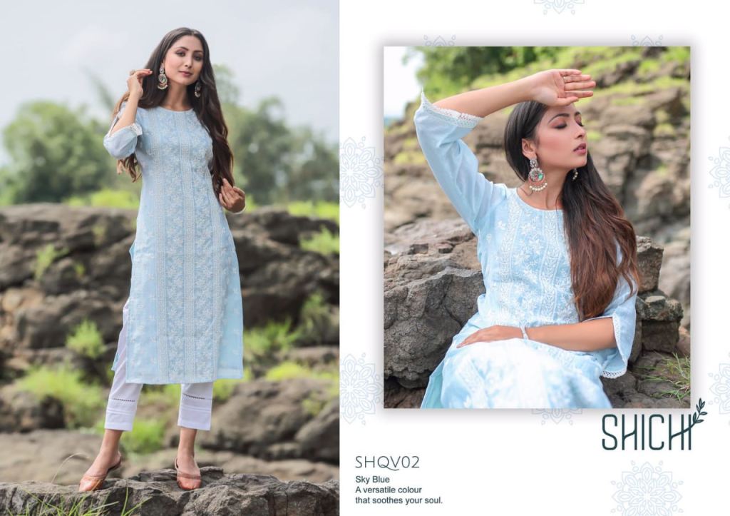 Shichi Qurbat Casual Wear Schiffli Designs Online Shop Kurti With Bottom Catalog