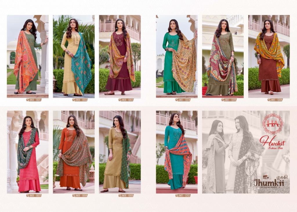 Harshit Jhumkii Winter Wear Pure Wool Pashmina Catalog