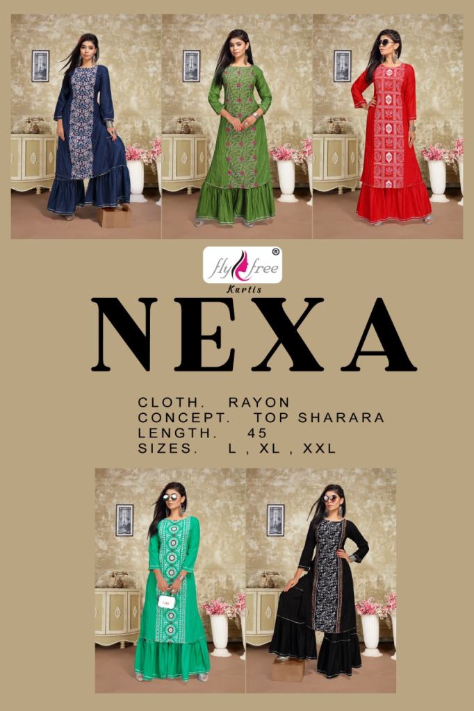 Fly Free Nexa Designation Fancy Kurtis With Sharara Catalog