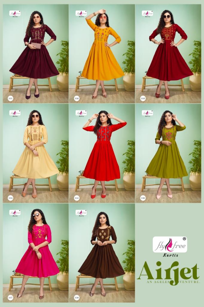 Fly Free Airjet Anarkali Kurti Wholesale Rate In Shop