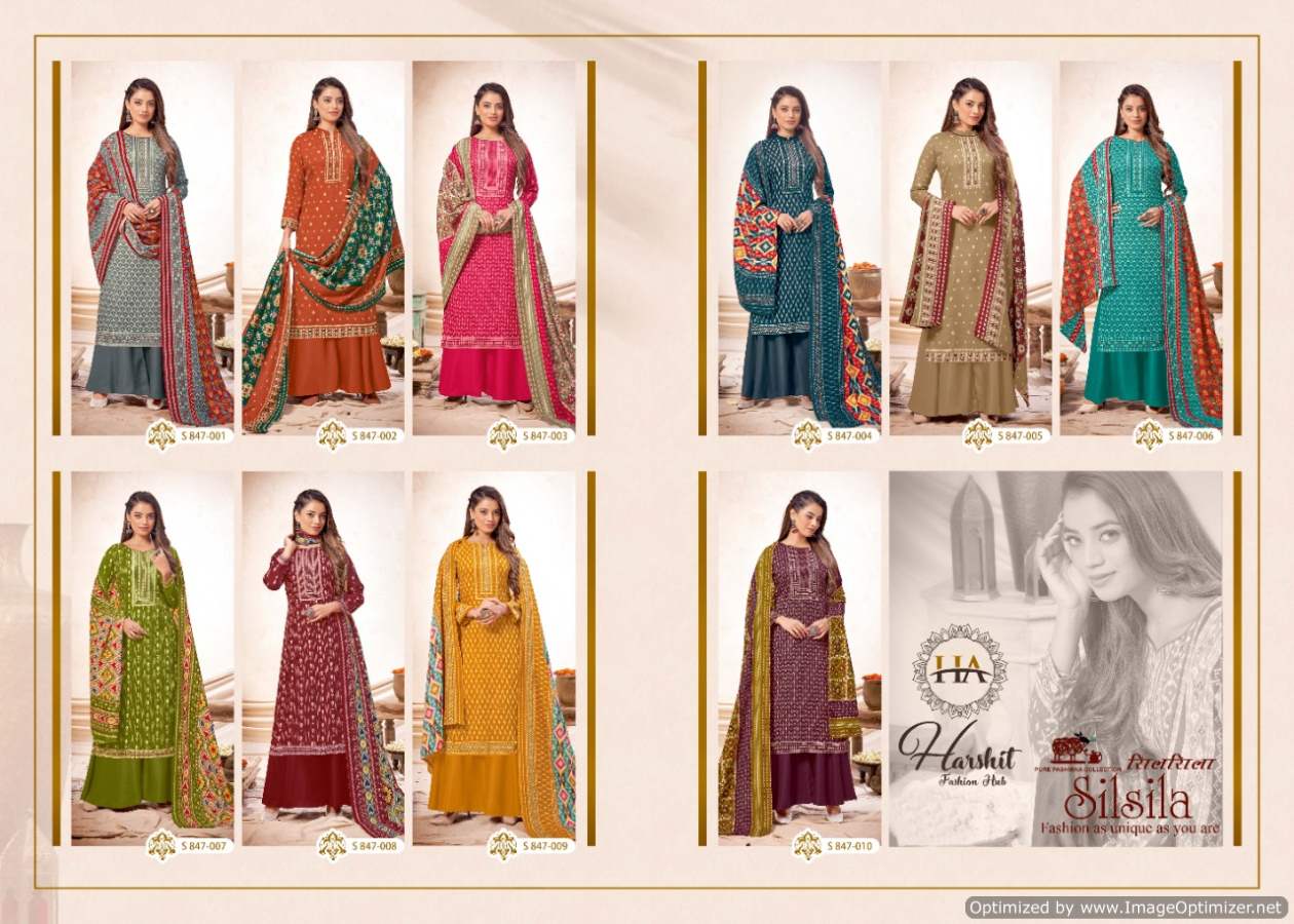 Harshit Silsila Winter Wear Wool Pashmina Drees Material Catalog