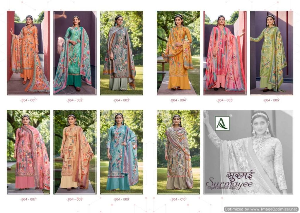 Alok Surmayee Digital Printed Wool Pashmina Dress Material