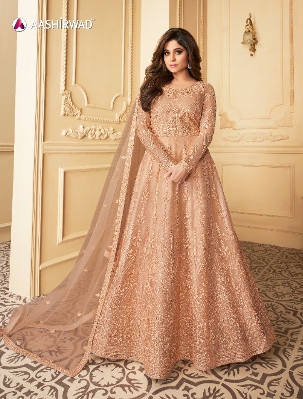 Peach Color  Party Wear  Designer Gowns Online India