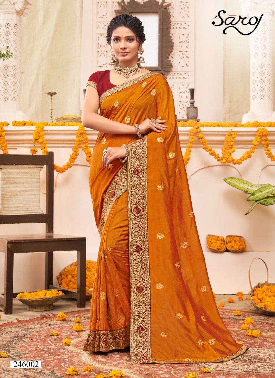 Saroj Pankhi Festive Wear Vichitra Silk Saree Collection