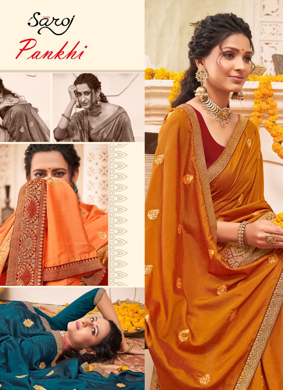 Saroj Pankhi Festive Wear Vichitra Silk Saree Collection