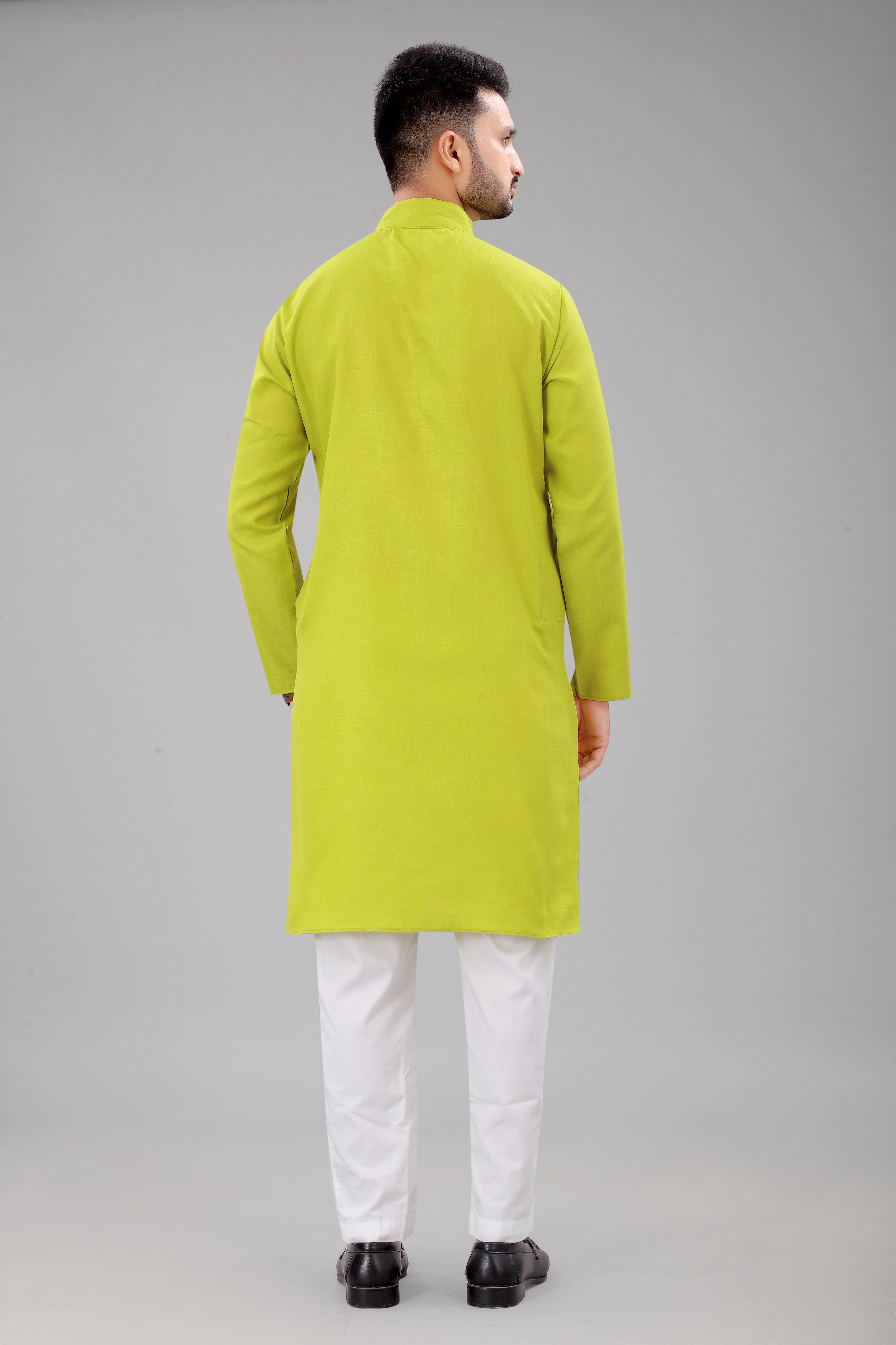 Latest Lemon Yellow Men's  Kurta With White Pajama: Buy Latest Men's Ethnic Wear Online