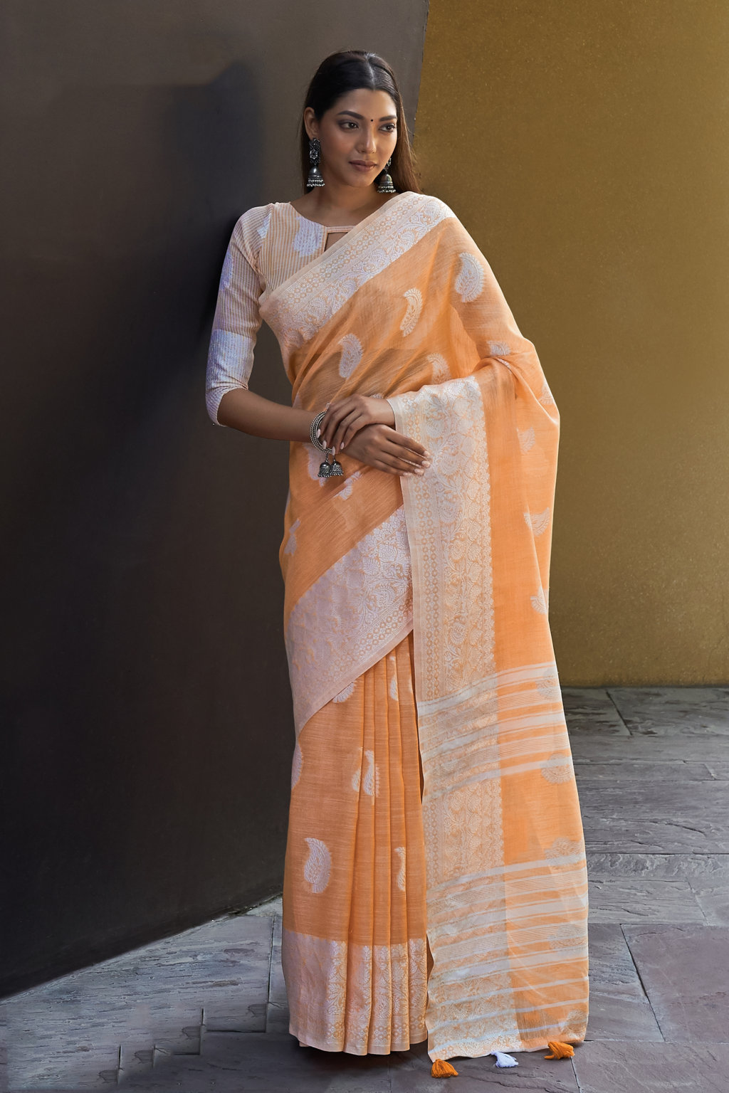 Sangam Presents Padma Linen Sarees Collection