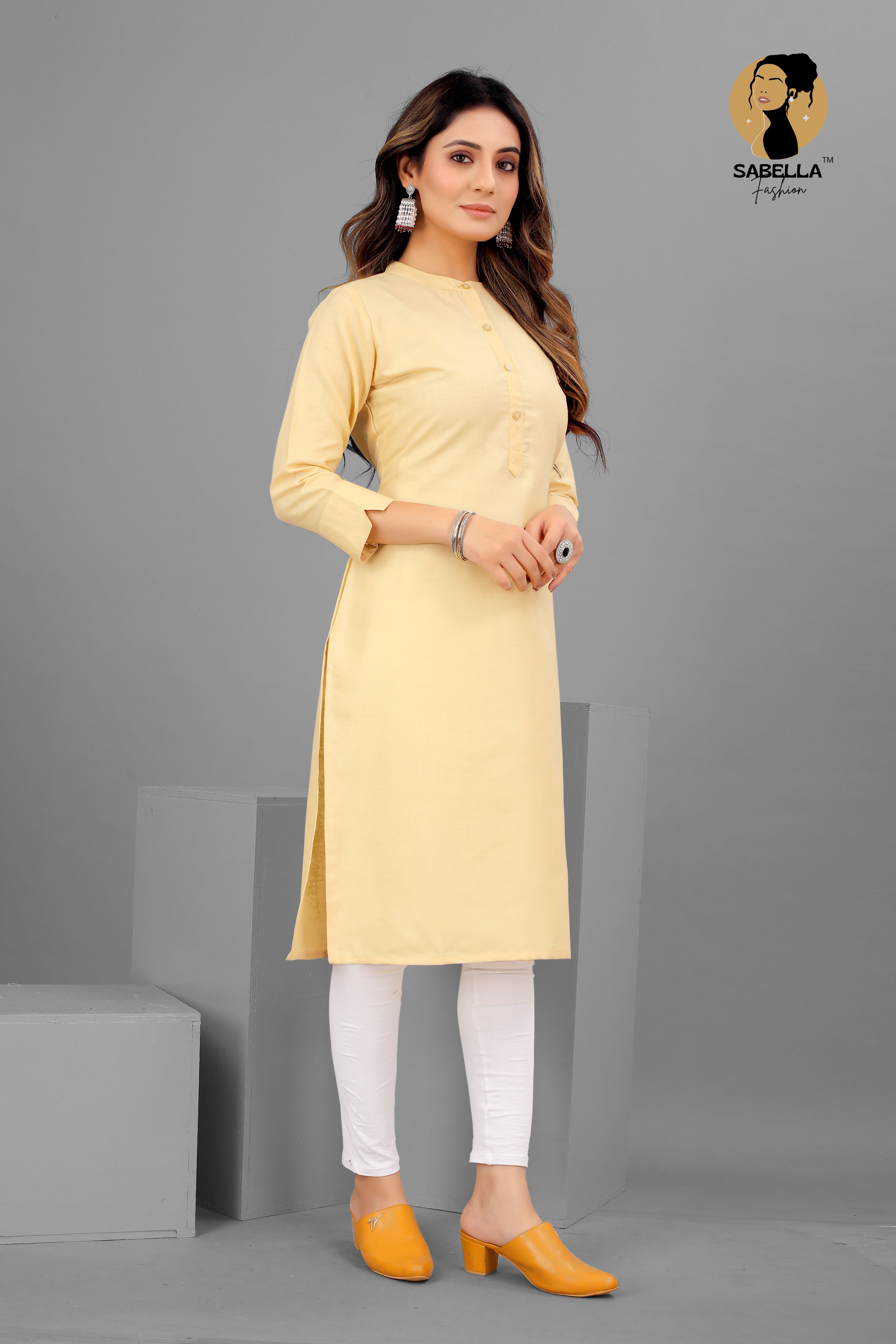 Indian Georgette Chikankari Yellow Top Kurti Women Adjustable Dori Matching  Slip | eBay