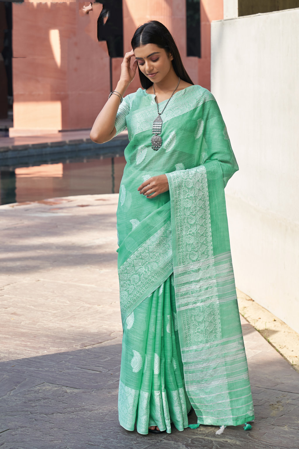 Sangam Presents Padma Linen Sarees Collection
