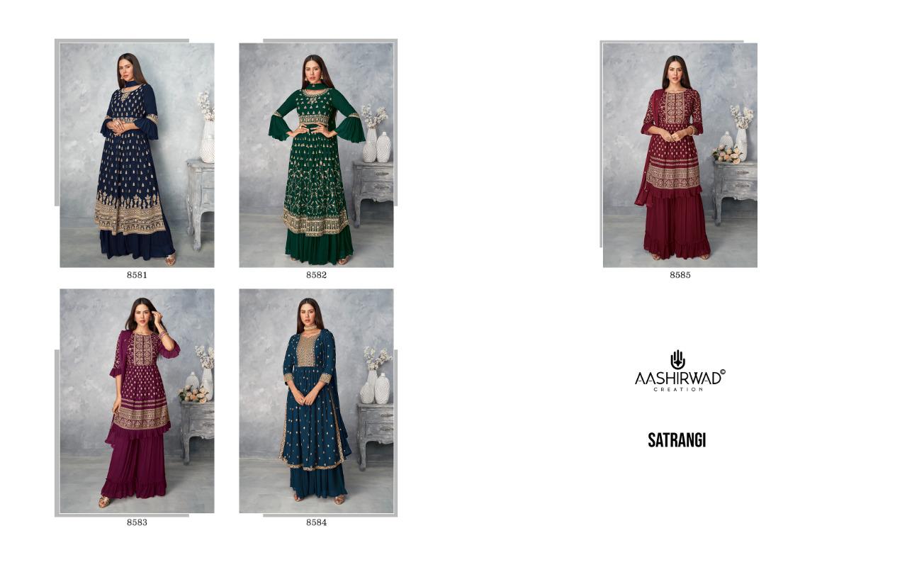 Aashirwad Satrangi 8581 Georgette Designer Salwar Suits Catalog