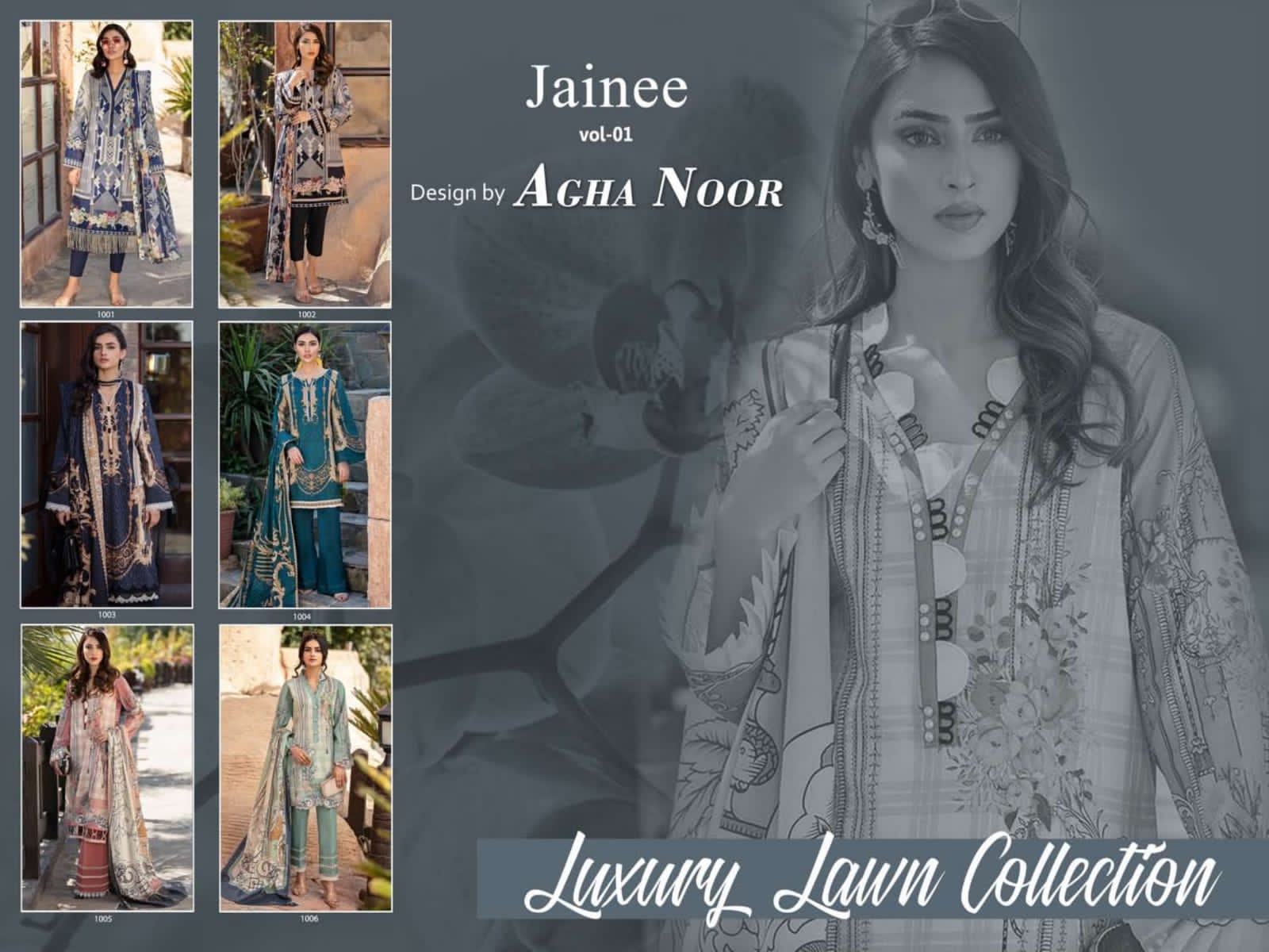 Agha Noor Jainee Vol  1 Luxury Lawn Karachi Cotton Catalog