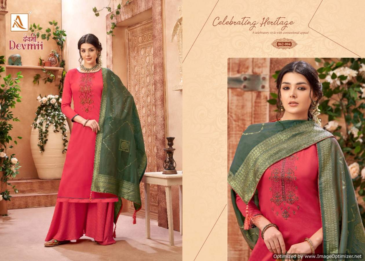 Alok Devmii Jam Cotton Embroidery Designer Dress Material Catalog