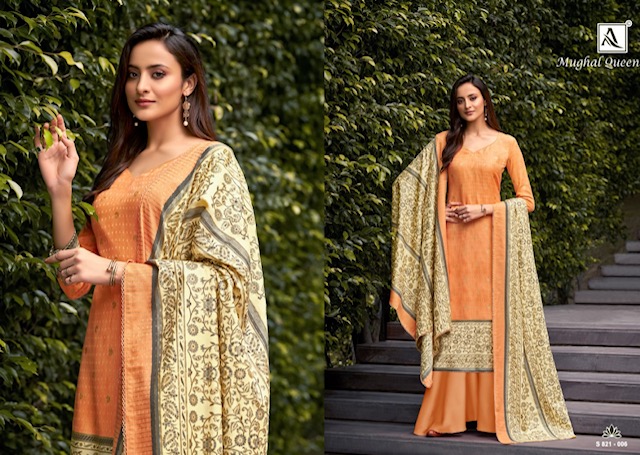 Alok Mughal Queen Vol 2  Pure Wool Pashmina Designer Winter Dress Material