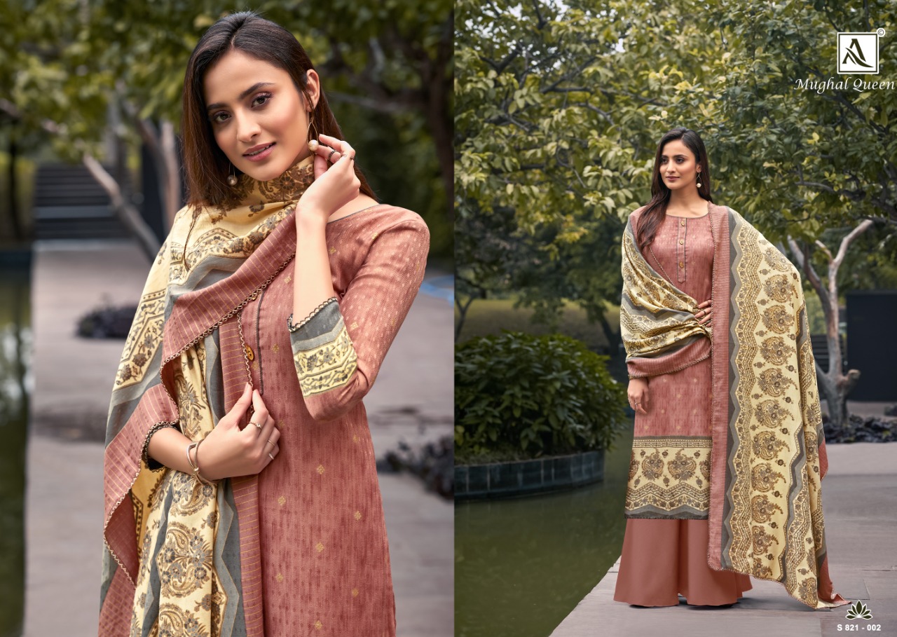 Alok Mughal Queen Vol 2  Pure Wool Pashmina Designer Winter Dress Material