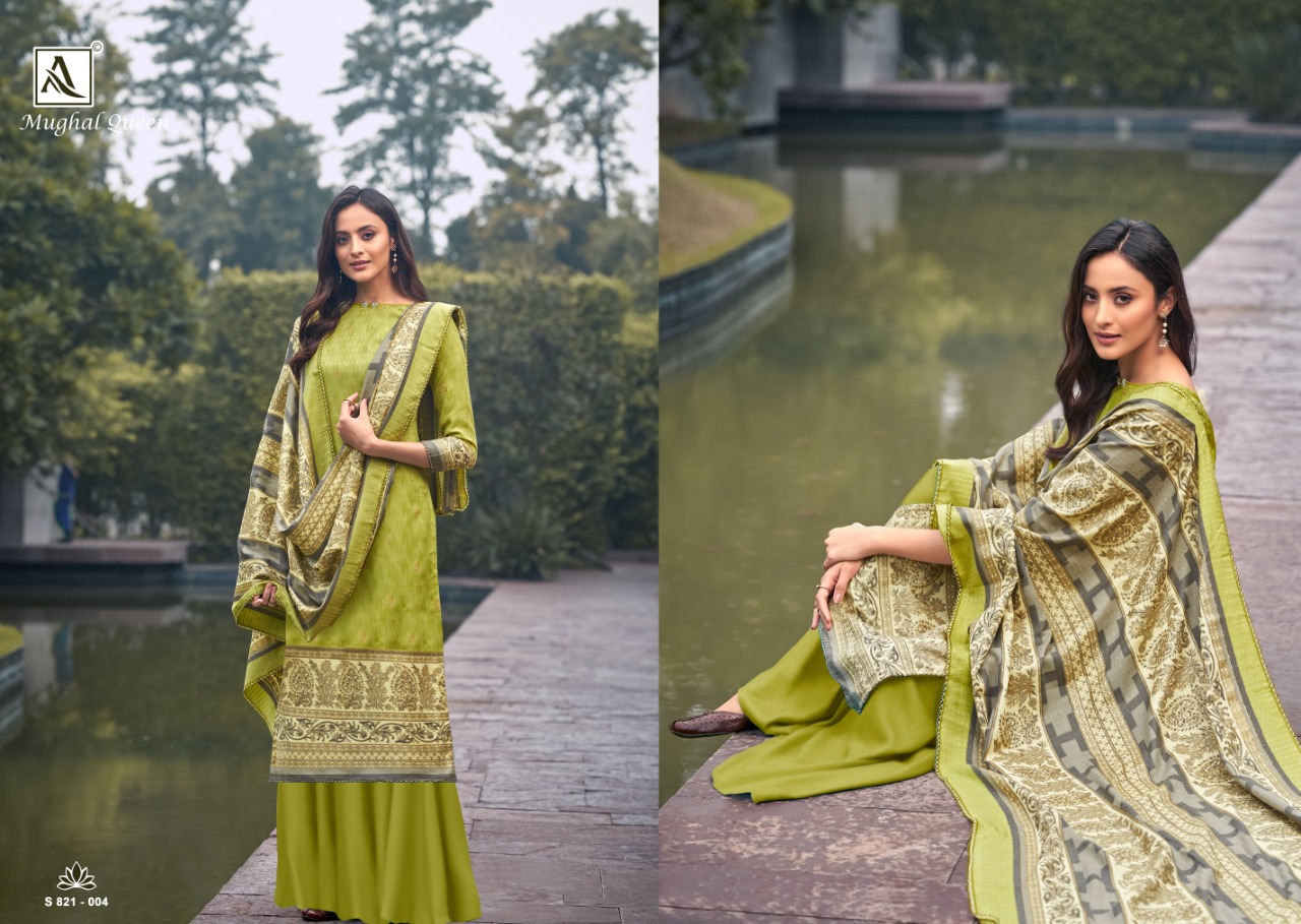Alok Mughal Queen Vol 2  Pure Wool Pashmina Designer Winter Dress Material