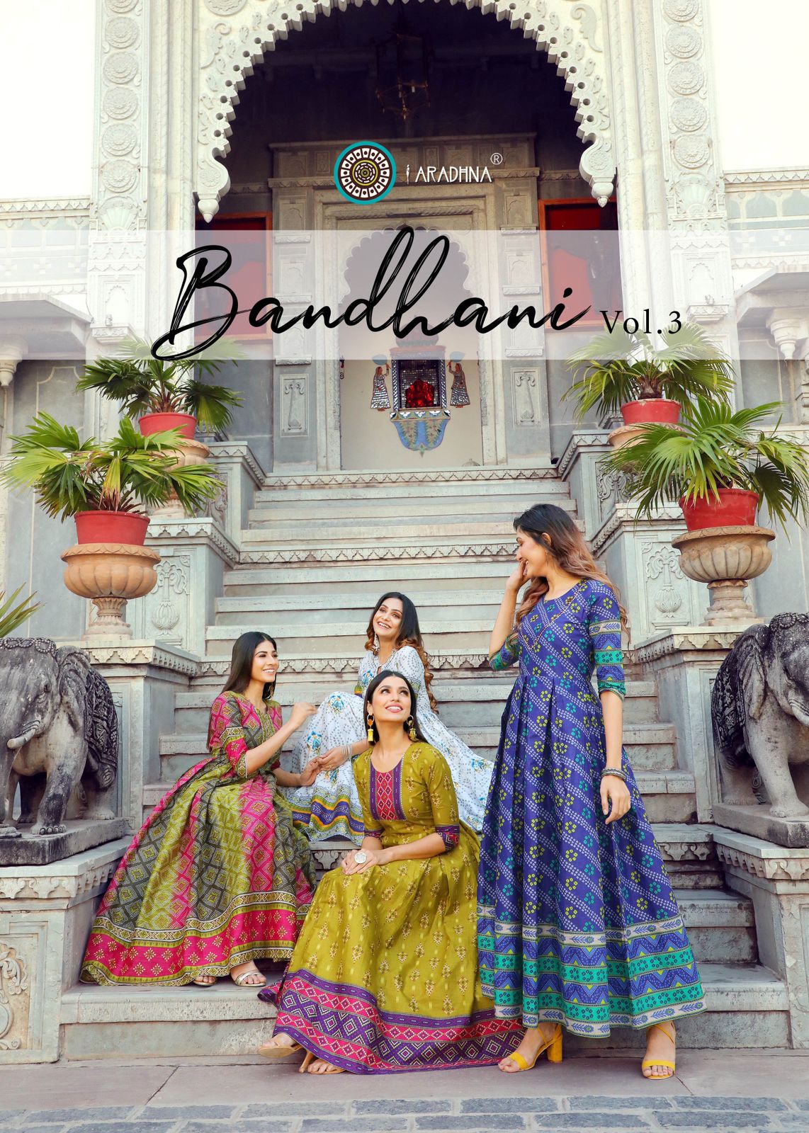 Aradhna Bandhni Vol 3 Pure Cotton Anarkali Kurtis Wholesale