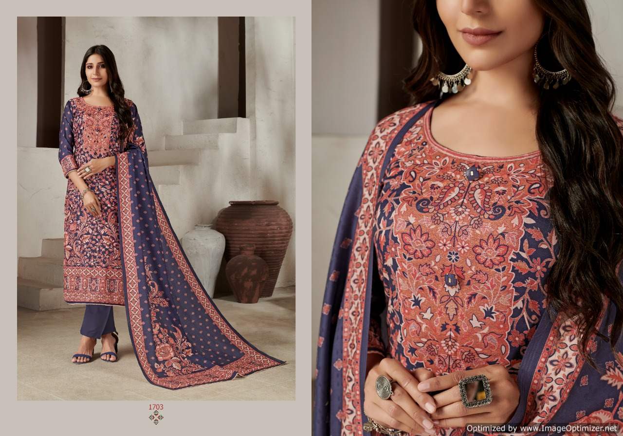 Bipson Kashmiri Queen 1701 To 1704 Woolen Pashmina Dress Mterial Buy Woolen Pashmina Suits Online India