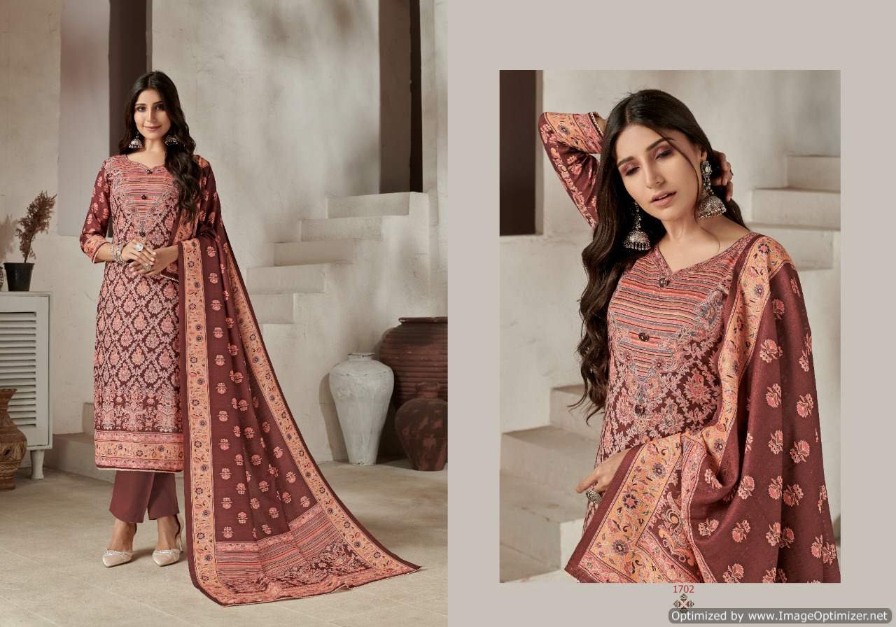 Bipson Kashmiri Queen 1701 To 1704 Woolen Pashmina Dress Mterial Buy Woolen Pashmina Suits Online India