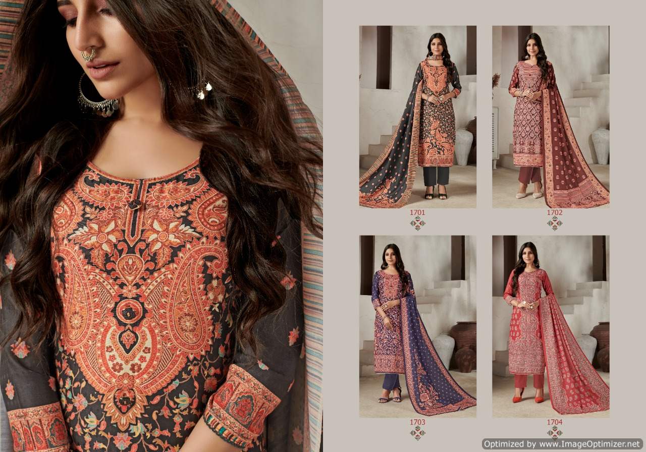 Bipson Kashmiri Queen 1701 To 1704 Woolen Pashmina Dress Mterial Buy Woolen Pashmina Suits Online India