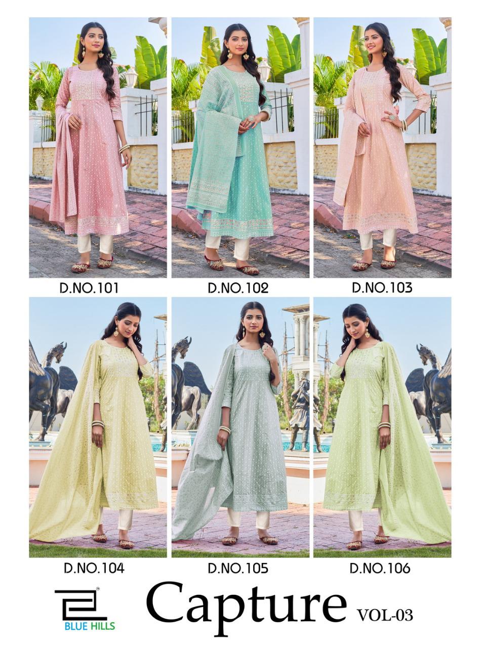 Blue Hills Capture Vol  3 Festive Wear Ready Made Kurti Bottom And Duptta