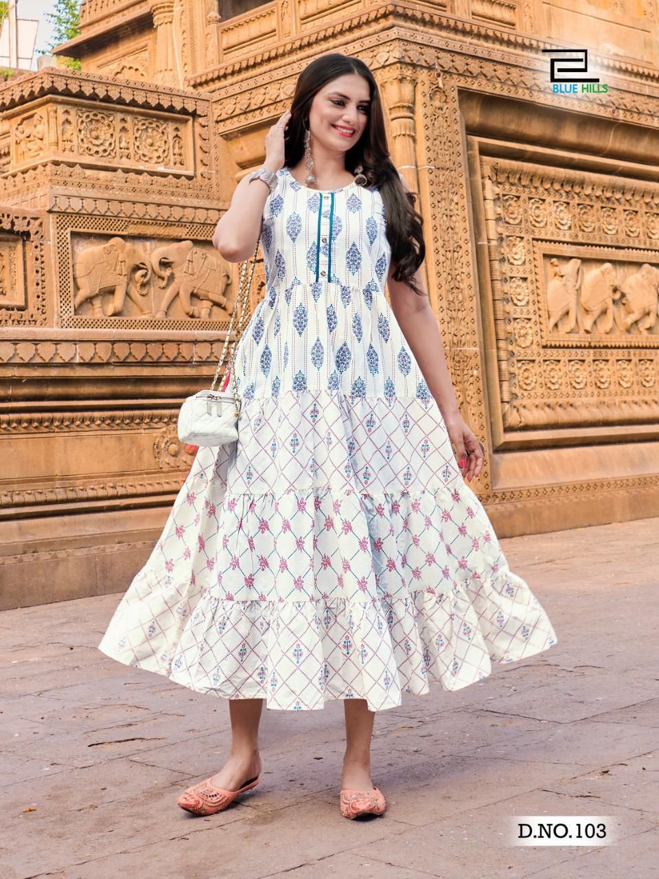 Blue Hills Kites Vol  1  Fancy Printed Anarkali Kurti Wholesaler