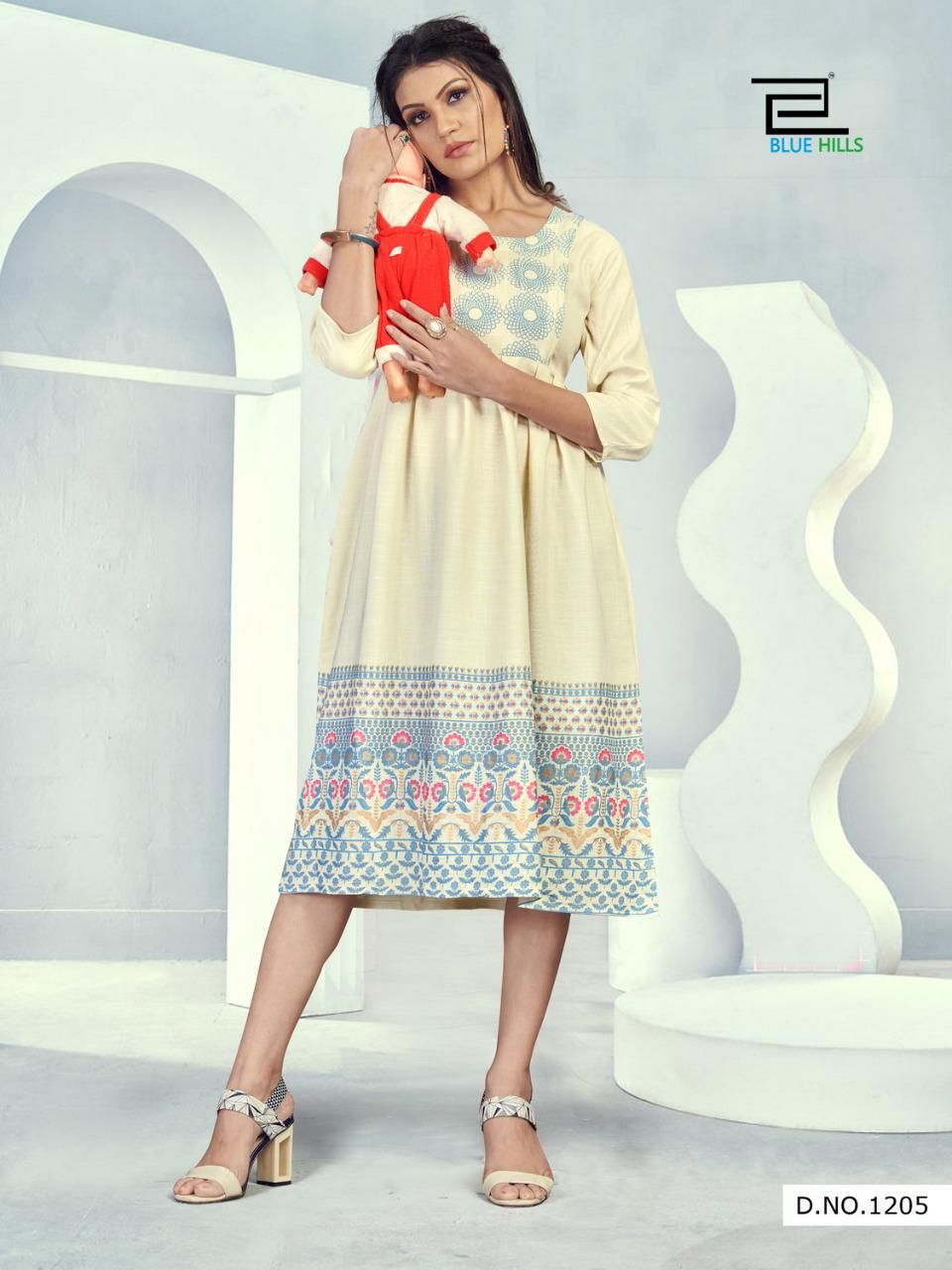 KALKI FASHION EK SOOT VISCOSE SILK FANCY DESIGNER KURTIS WITH LONG SHRUG   BOTTOM WHOLESALER SURAT  Bandhani Palace