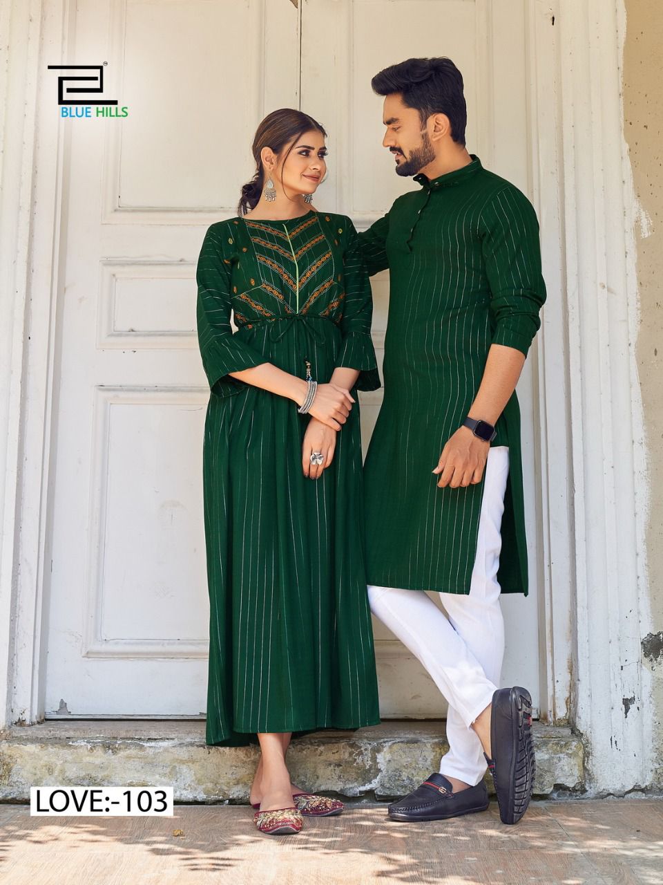 Couple Dress Couple Matching Dress Bluish Green Family Dress Set  RAD-CPST-156 – iBuyFromIndia