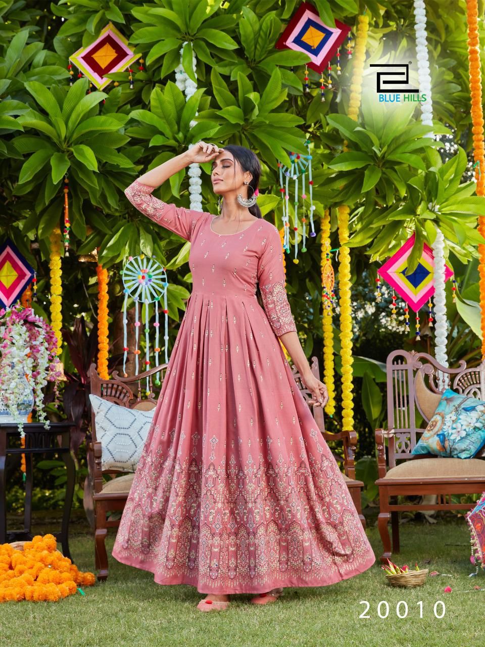 Printed Ladies Fancy Long Gown, Frock, Half Sleeves at Rs 395 in Kolkata