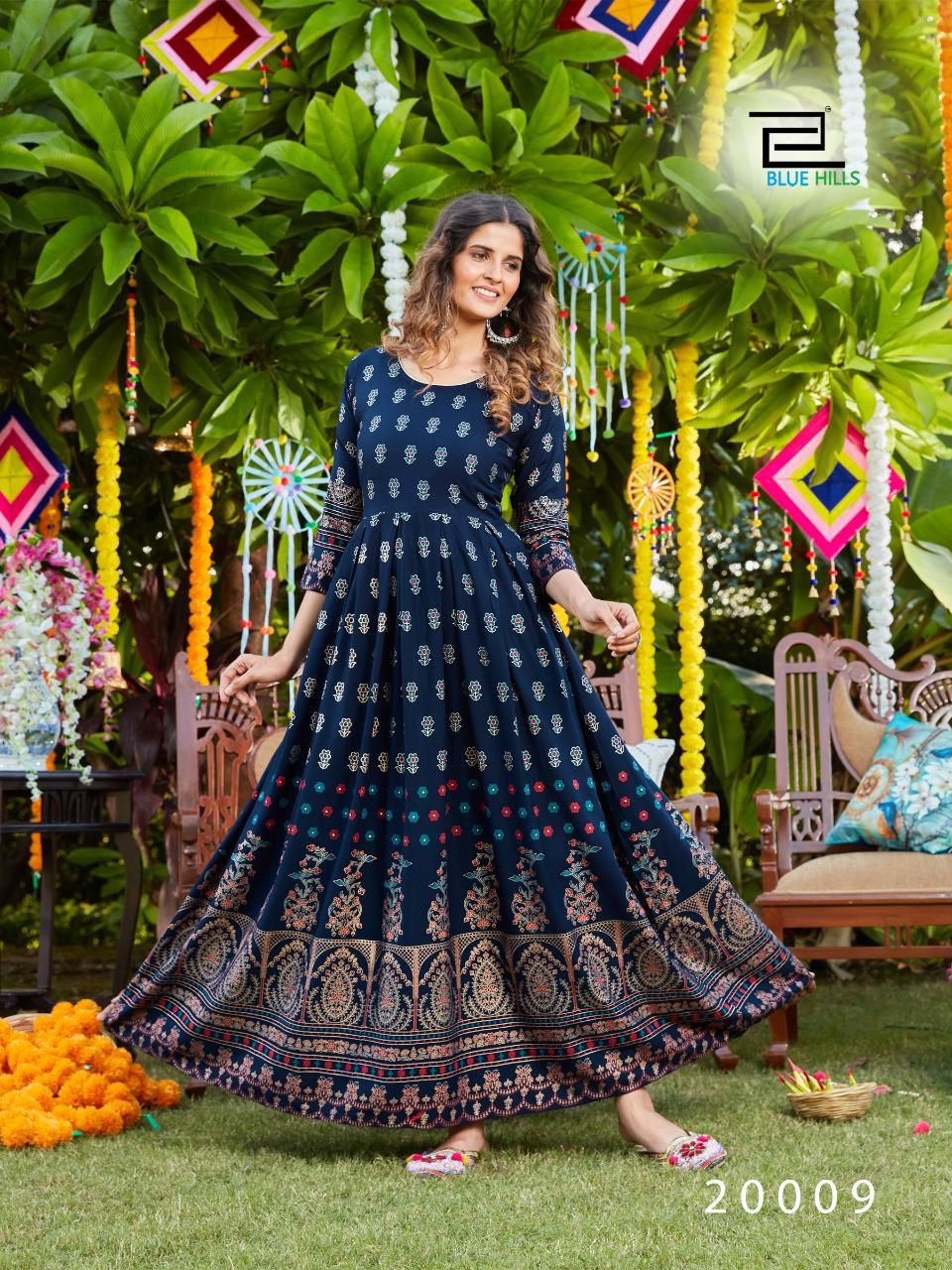 Blue Hills Walkway Vol 20 Long Gown Kurti Design Catalog