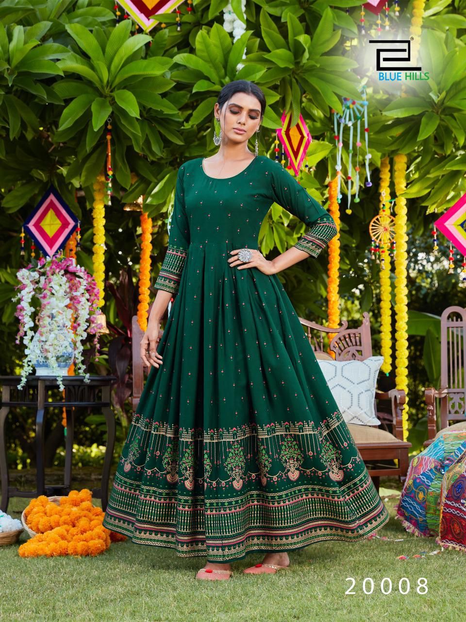 Blue Hills Walkway Vol 20  Long Gown Kurti Design Catalog