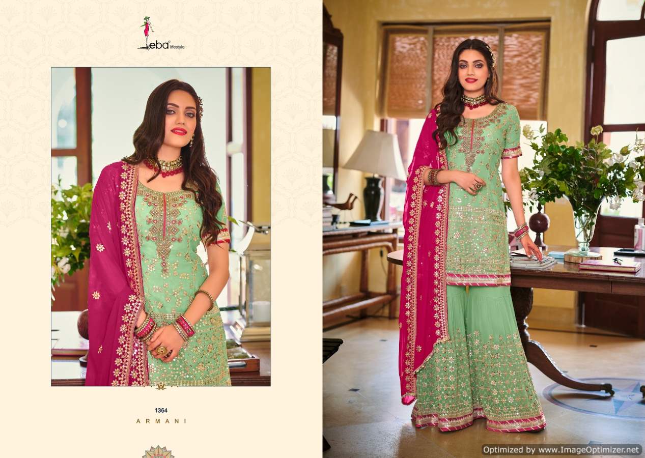 Eba Armani Festive Wear Georgette Designer Wholesale Suits In Surat