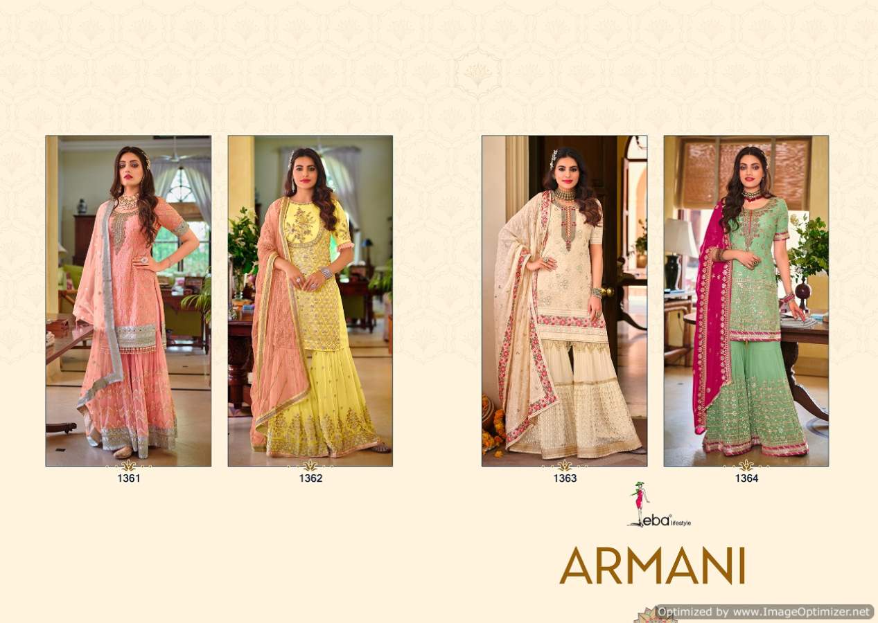 Eba Armani Festive Wear Georgette Designer Wholesale Suits In Surat
